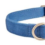 Ewinoom Soft Corduroy Dog Collar and Leash Set Adjustable Durable Dog Collars with Metal Buckle and Lead for Medium Dogs,Royal Blue