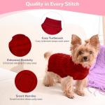Lorehelina 2 Pack Dog Sweaters for Small Dogs Winter Turtleneck Pullover Cable Knit Fleece Stretch Puppy Doggie Chihuahua Toy Poodle Yorkie Pomeranian Boy Girl Pet Clothes (XS, Pink & Red)