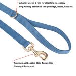 Ewinoom Soft Corduroy Dog Collar and Leash Set Adjustable Durable Dog Collars with Metal Buckle and Lead for Medium Dogs,Royal Blue