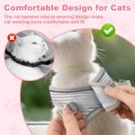 Uoiispet Escape Proof Cat Harness and Leash Set, Adorable Purple Floral Cats Vest Harness for Kittens Breathable Adjustable Step-in Cat Walking Harness with Reflective Strip for Outdoor Walking Travel