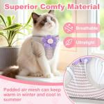 Uoiispet Escape Proof Cat Harness and Leash Set, Adorable Purple Floral Cats Vest Harness for Kittens Breathable Adjustable Step-in Cat Walking Harness with Reflective Strip for Outdoor Walking Travel