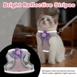 Uoiispet Escape Proof Cat Harness and Leash Set, Adorable Purple Floral Cats Vest Harness for Kittens Breathable Adjustable Step-in Cat Walking Harness with Reflective Strip for Outdoor Walking Travel