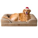 EHEYCIGA Orthopedic Dog Beds for Extra Large Dogs, Waterproof Memory Foam XL Dog Bed with Sides, Non-Slip Bottom and Egg-Crate Foam Big Pet Couch Bed with Washable Removable Cover, Camel