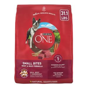 Purina ONE Small Bites Beef and Rice Formula Small High Protein Dry Dog Food Natural With Added Vitamins, Minerals and Nutrients - 31.1 lb. Bag