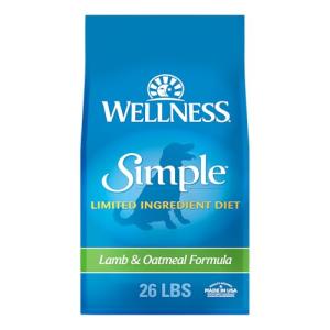 Wellness Natural Pet Food Simple Natural Limited Ingredient Dry Dog Food, Lamb and Oatmeal Recipe, 26-Pound Bag