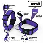 NESTROAD Reflective Dog Collar and Leash Set,Soft Neoprene Pet Collar with Quick Release Buckle,Adjustable Nylon Dog Collars for Small Medium Large Dogs(Medium Collar + 5FT Leash,Purple)