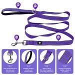 NESTROAD Reflective Dog Collar and Leash Set,Soft Neoprene Pet Collar with Quick Release Buckle,Adjustable Nylon Dog Collars for Small Medium Large Dogs(Medium Collar + 5FT Leash,Purple)