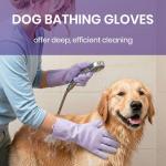 DELOMO Dog Washing Gloves 1 Pair: Soft and Gentle Silicone Pet Grooming Gloves - Bathing Scrubber Brush Mitt Grooming Shedding Fur Removal Massage for Dogs/Cats/Horse, Purple