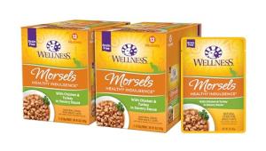 Wellness Healthly Indulgence Morsels Adult Wet Cat Food, Natural, Protein-Rich, Grain Free, 3 Ounce Pouch, 24 Pack, (Chicken & Turkey)