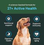 VetriScience Veterinary Strength 27+ Active Health Chews - Comprehensive Dog Multivitamin for Dog Health & Wellness - Digestive Support - Duck Flavor - 60 Count