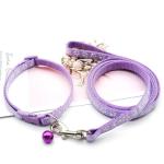 XXS Dog Collar with Bell Leash Set, Nylon Basic Reflective Puppy Collars Paw Print for Boys Girls Xs Small Cat Pet Animal Litter Tiny Kitten,Pale Purple