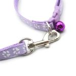 XXS Dog Collar with Bell Leash Set, Nylon Basic Reflective Puppy Collars Paw Print for Boys Girls Xs Small Cat Pet Animal Litter Tiny Kitten,Pale Purple