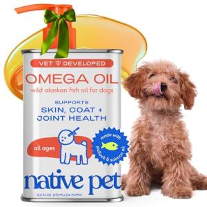 Native Pet Omega 3 Fish Oil for Dogs & Cats - Promotes Healthy Skin, Shiny Coat, & Strong Joints - Made with Wild Alaskan Salmon Oil for Dogs – Tasty, Fast-Absorbing Omega 3 6 9 Liquid Supplement-16oz