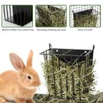 LUAVIARU Upgrades Rabbit Hay Feeder - Guinea Pig Hay Feeder - Metal Frame Hay Rack with Adjustable Hook - Less Wasted - for Guinea Pigs - Chinchilla Bunny Cage Accessories - Bunny Feeder