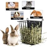 LUAVIARU Upgrades Rabbit Hay Feeder - Guinea Pig Hay Feeder - Metal Frame Hay Rack with Adjustable Hook - Less Wasted - for Guinea Pigs - Chinchilla Bunny Cage Accessories - Bunny Feeder