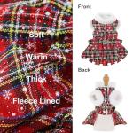 Dog Christmas Sweater Dress with Harness Leash Set Warm Soft Fleece Plaid Clothes for Small Girl Pet Outfit Winter Coat XSmall Dog Dresses