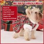 Dog Christmas Sweater Dress with Harness Leash Set Warm Soft Fleece Plaid Clothes for Small Girl Pet Outfit Winter Coat XSmall Dog Dresses