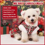 Dog Christmas Sweater Dress with Harness Leash Set Warm Soft Fleece Plaid Clothes for Small Girl Pet Outfit Winter Coat XSmall Dog Dresses