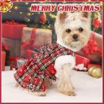 Dog Christmas Sweater Dress with Harness Leash Set Warm Soft Fleece Plaid Clothes for Small Girl Pet Outfit Winter Coat XSmall Dog Dresses