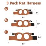 3 Pack Rat Harness and Leash - Adjustable Soft Leather Small Animal Harness Leash Traction Rope Anti-Bite Chain Training Walking Vest Accessories for Squirrel Reptile (Brown)