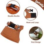 3 Pack Rat Harness and Leash - Adjustable Soft Leather Small Animal Harness Leash Traction Rope Anti-Bite Chain Training Walking Vest Accessories for Squirrel Reptile (Brown)