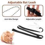 3 Pack Rat Harness and Leash - Adjustable Soft Leather Small Animal Harness Leash Traction Rope Anti-Bite Chain Training Walking Vest Accessories for Squirrel Reptile (Brown)