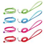 Dog Collar and Leash Set for Small Dogs, 4 Pieces, Paw Print Pattern, Adjustable 7.5-12.6 Inches