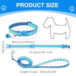 Dog Collar and Leash Set for Small Dogs, 4 Pieces, Paw Print Pattern, Adjustable 7.5-12.6 Inches