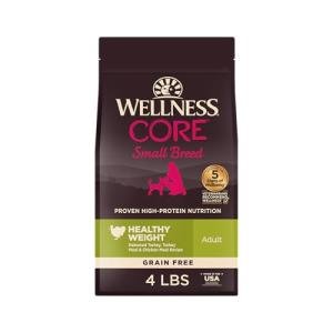 Wellness CORE Dry Dog Food, Small Breed, Grain-Free, High Protein, Natural, Healthy Weight Turkey & Chicken Recipe, (4-Pound Bag)