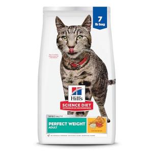 Hill's Science Diet Perfect Weight, Adult 1-6, Weight Management Support, Dry Cat Food, Chicken Recipe, 7 lb Bag