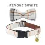 Yizepet Dog Collar and Leash Set-Plaid Puppy Collar with Bow Tie - Adjustable pet Collar for Dogs with Bell, Stylish Pattern for Small Medium or Large Boy and Girl Dog
