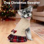 KYEESE Dog Sweater Stretchy Cat Sweaters Knitwear Dog Sweaters for Small Dogs Girl Soft Turtleneck Pet Sweater Dress Warm Pullover Pet Coats Thick Dogs Clothes with Bowtie for Cold Weather Winter