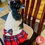 KYEESE Dog Sweater Stretchy Cat Sweaters Knitwear Dog Sweaters for Small Dogs Girl Soft Turtleneck Pet Sweater Dress Warm Pullover Pet Coats Thick Dogs Clothes with Bowtie for Cold Weather Winter