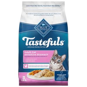 Blue Buffalo Tastefuls Natural Dry Food for Adult Cats, Sensitive Stomach, Chicken & Brown Rice Recipe, 3-lb. Resealable Bag