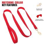 PET ARTIST Soft PU Leather Dog Collar and Leash Set, Bright & Stylish 5FT PU Leather Leash and Collar Set, Durable Pet Collars with Quick Release Metal Buckle for Medium Dogs,Red,M(13-19")