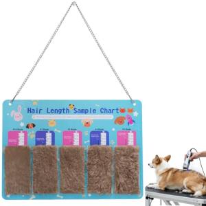 LUAATT Grooming Tools Hair Length Sample Chart,A4 Size Visual Guide for Pet Groomers and Owners,with Untrimmed Hair Pieces and Stainless Steel Hanging Chains