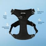 Voyager Dog Harness Dual Leash Attachment No-Pull Control Adjustable Soft but Strong Pet Harness for Medium and Large Dogs with 3M Reflective Technology, Black Nylon, M (Chest: 20-25")
