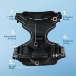 Voyager Dog Harness Dual Leash Attachment No-Pull Control Adjustable Soft but Strong Pet Harness for Medium and Large Dogs with 3M Reflective Technology, Black Nylon, M (Chest: 20-25")