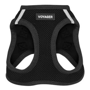 Best Pet Supplies Voyager Step-in Air Harness - All Weather Mesh, Reflective, No Pull Harness for Dogs, Cats - Secure with Hook & Loop Fastener, Buckle, Double D-Rings - Black, S