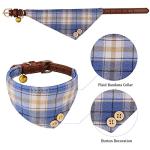 3 PCS Puppy Collar and Leash Set Dog Collars for Small Dogs Dog Bow Tie with Bell Puppy Bandana Leather Dog Collar for Small Dogs Puppies and Cats(Blue)