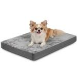 Waterproof Small Dog Bed Crate Pad 24 inch, Washable Puppy Bed Orthopedic with Removable Cover Reversible, Foam Dogs Bed, Cat Bed Kennel Pad 23" x17, Durable Anti-Slip Bottom, Gray