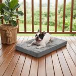 Waterproof Small Dog Bed Crate Pad 24 inch, Washable Puppy Bed Orthopedic with Removable Cover Reversible, Foam Dogs Bed, Cat Bed Kennel Pad 23" x17, Durable Anti-Slip Bottom, Gray