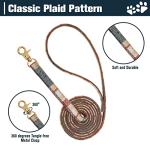 EXPAWLORER Puppy Collar and Leash Set - Plaid Dog Collar and Leash with Bow Tie and Bandana, Bell, Khaki