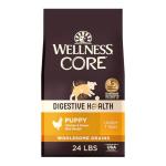 Wellness CORE Digestive Health Puppy Dry Dog Food, Wholesome Grains, Natural, Recipe for Dogs with Sensitive Stomachs, Recipe, (24-Pound Bag)