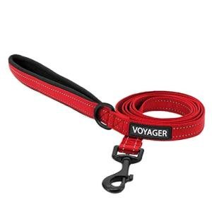 Best Pet Supplies Voyager Reflective Dog Leash or Collar with Neoprene Handle, for Small, Medium, and Large Breed Puppies, Cute and Heavy Duty for Walking, Running and Training - Red (Leash), S