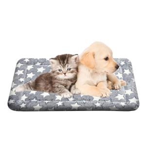 WITTOP Washable Dog Bed Plush Orthopedic Outdoor Crate Mat with Non-Slip Bottom,Luxe Soft Kennel Pad for Pets, Cozy Cage Cushion & Pet Sleeping Mattress Large Sized,Medium,Small Dogs,24 x 18 inch,Gray