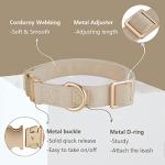 Ewinoom Soft Corduroy Dog Collar and Leash Set Adjustable Durable Wedding Dog Collars with Metal Buckle and Lead for Small Dogs,Beige