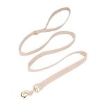Ewinoom Soft Corduroy Dog Collar and Leash Set Adjustable Durable Wedding Dog Collars with Metal Buckle and Lead for Small Dogs,Beige