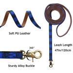 3PCS Bow Tie Dog Collar and Leash Set Plaid/Camo/Dots/Flower Dog Bandanas with Bell 3 Size Adjustable for Small Dogs Puppies and Cats (XS, Blue Plaid 1)