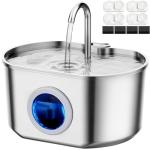 Cat Water Fountain Stainless Steel: 74oz/2.2L Cat Fountain for Drinking- Pet Water Fountain Inside - Automatic Dog Watering Dispenser Bowl - Pet Feeding & Watering Supplies (4 Filters)